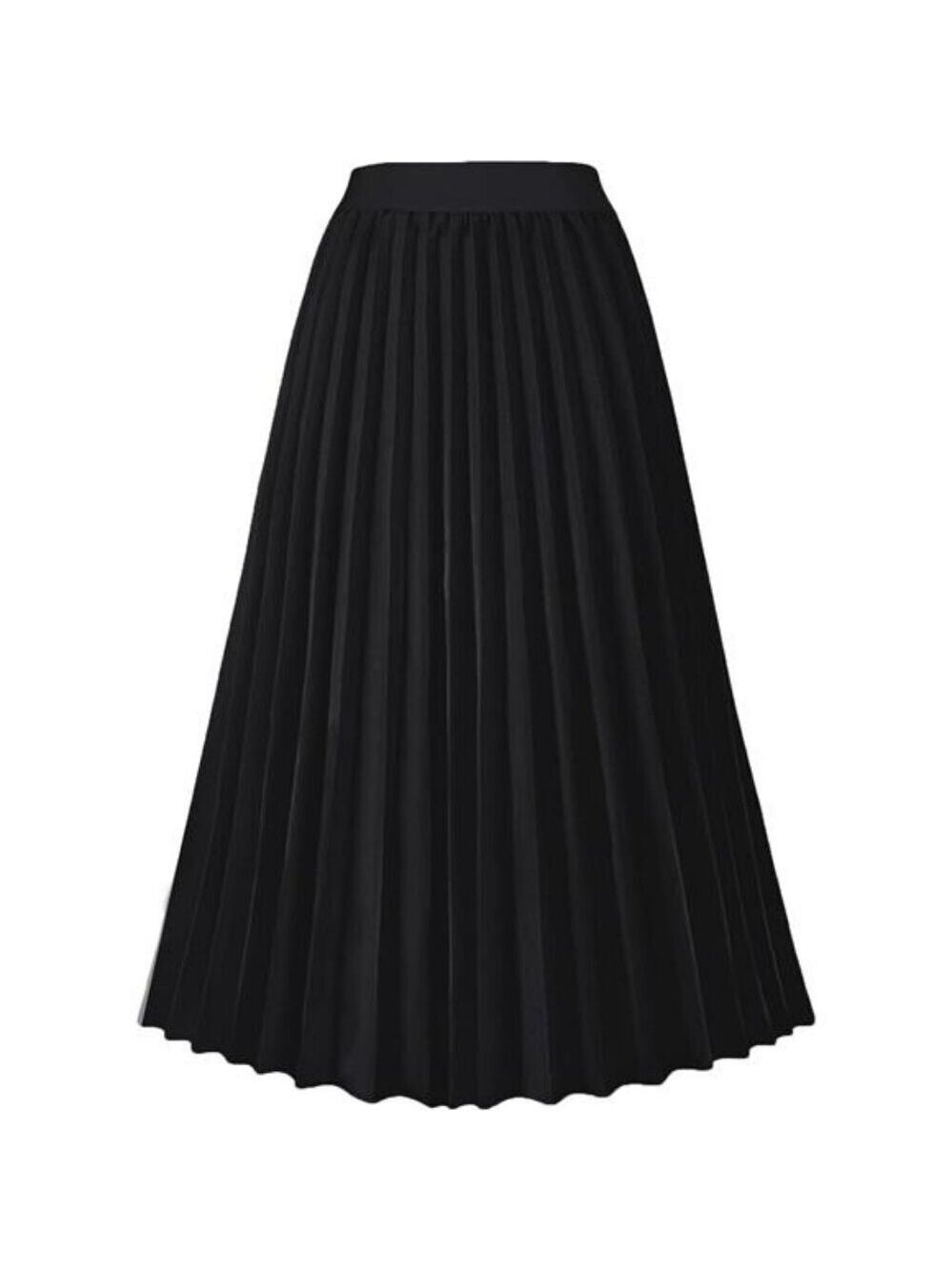 High Waist Pleated A Line Midi Skirt Flowy Elastic Waist Swing Skirt Women